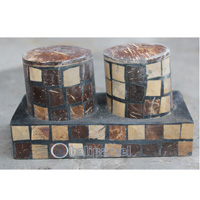 Salt And Pepper Shaker, Handmade From Resin Inlaid With Coconut Shell