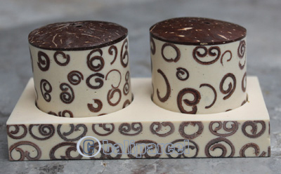 Salt And Pepper Shaker, Handmade From Resin Inlaid With Cinamon