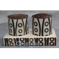 Salt And Pepper Shaker, Handmade From Resin Inlaid With Coconut Shell