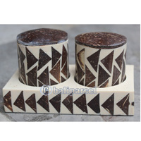 Salt And Pepper Shaker, Handmade From Resin Inlaid With Coconut Shell