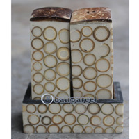 Salt And Pepper Shaker, Handmade From Resin Inlaid With Bamboo