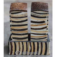 Salt And Pepper Shaker, Handmade From Resin Inlaid With Coconut Shell