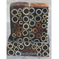 Salt And Pepper Shaker, Handmade From Resin Inlaid With Coconut And Bamboo