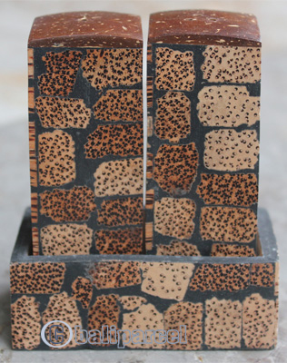 Salt And Pepper Shaker, Handmade From Resin Inlaid With Coconut Wood