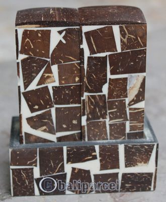 Salt And Pepper Shaker, Handmade From Resin Inlaid With Coconut Shell