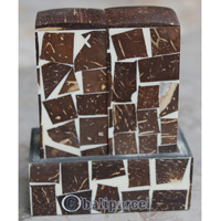 Salt And Pepper Shaker, Handmade From Resin Inlaid With Coconut Shell