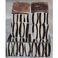 Salt And Pepper Shaker, Handmade From Resin Inlaid With Coconut Shell