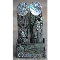 Salt And Pepper Shaker, Handmade From Resin Inlaid With Shell