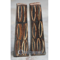 Salt And Pepper Shaker, Handmade From Resin Inlaid With Coconut Shell