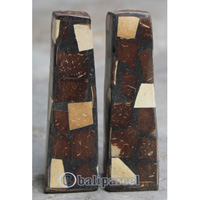 Salt And Pepper Shaker, Handmade From Resin Inlaid With Coconut ShellSalt And Pepper Shaker, Handmade From Resin Inlaid With Coconut Shell
