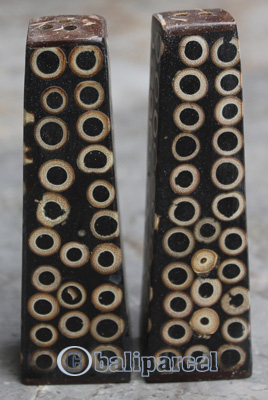 Salt And Pepper Shaker, Handmade From Resin Inlaid With Bamboo