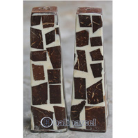Salt And Pepper Shaker, Handmade From Resin Inlaid With Coconut Shell