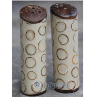 Salt And Pepper Shaker, Handmade From Resin Inlaid With Bamboo
