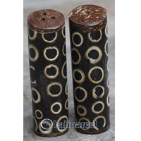 Salt And Pepper Shaker, Handmade From Resin Inlaid With Bamboo