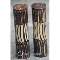 Salt And Pepper Shaker, Handmade From Resin Inlaid With Coconut Shell