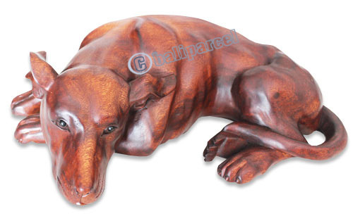Wooden Dog, Hand Carved From Suar Wood