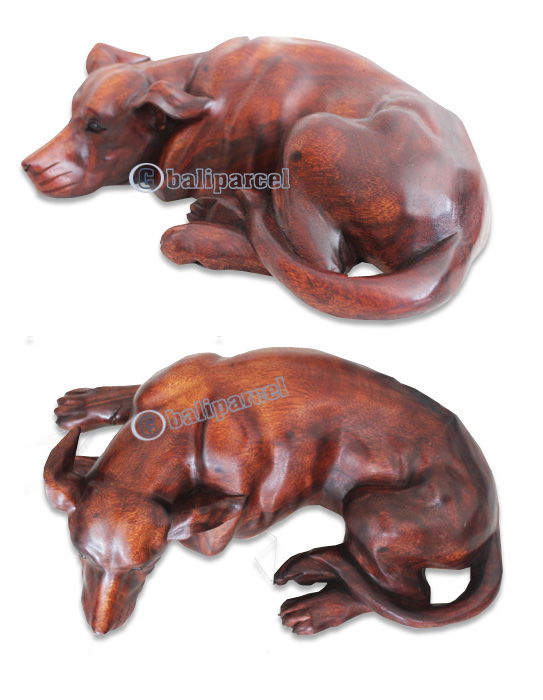 Wooden Dog, Hand Carved From Suar Wood