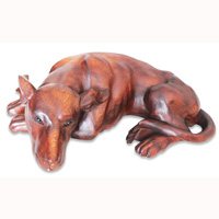 Wooden Dog, Hand Carved From Suar Wood