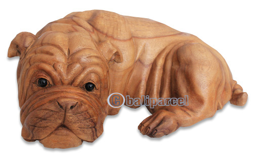 Wooden Dog, Hand Carved From Suar Wood