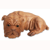 Wooden Dog, Hand Carved From Suar Wood