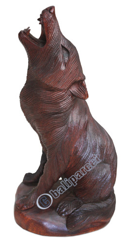 Wooden Wolves, Hand Carved From Suar Wood