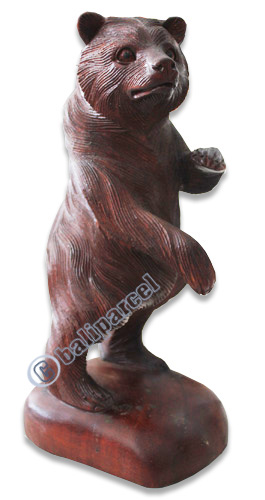 Wooden Bear, Hand Carved From Suar Wood