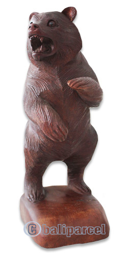 Wooden Bear, Hand Carved From Suar Wood