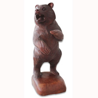 Wooden Bear, Hand Carved From Suar Wood