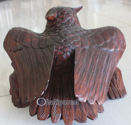 Wooden Owl With 2 Babies Brown, Hand Carved From Suar Wood