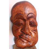 Wooden Abstract Mask Hand Carved From Jempinis Wood