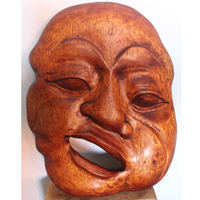Wooden Abstract Mask Hand Carved From Jempinis Wood