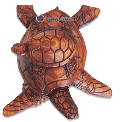 Wooden Turtle Carving, Hand Carved From Hibiscus Wood