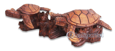 Wooden Turtle Carving, Hand Carved From Hibiscus Wood