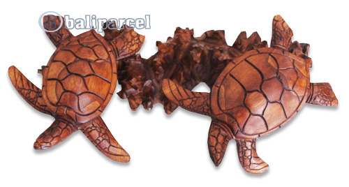 Wooden Turtle Carving, Hand Carved From Hibiscus Wood