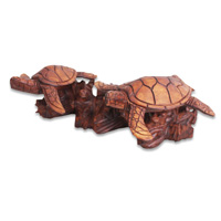 Wooden Turtle Carving, Hand Carved From Hibiscus Wood