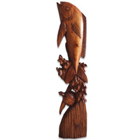 Wooden Turtle Carving, Hand Carved From Hibiscus Wood