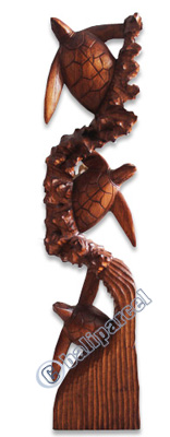 Wooden Turtle Carving, Hand Carved From Hibiscus Wood