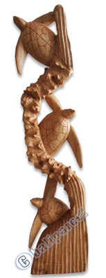Wooden Turtle Carving, Hand Carved From Hibiscus Wood