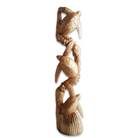 Wooden Turtle Carving, Hand Carved From Hibiscus Wood