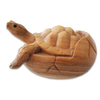 Wooden Turtles Carving, Hand Carved From Suar Wood