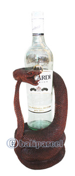 Wooden Snake Wine Bottle Holder, Hand Carved From Hibiscus Wood