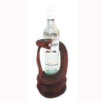 Wooden Snake Wine Bottle Holder, Hand Carved From Hibiscus Wood