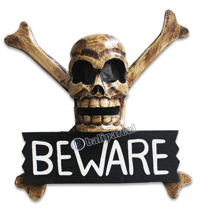 Pirate Skull, Handmade From Albesia Wood