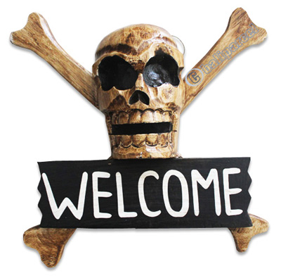 Pirate Skull, Handmade From Albesia Wood