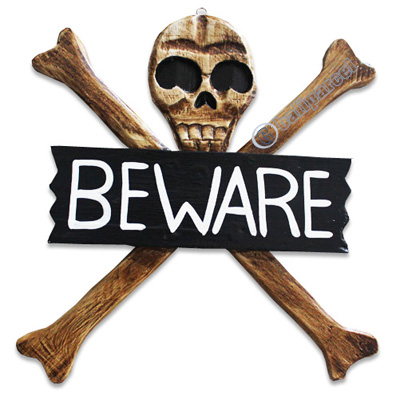 Pirate Skull, Handmade From Albesia Wood