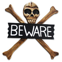 Pirate Skull, Handmade From Albesia Wood