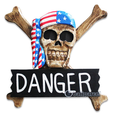 Pirate Skull, Handmade From Albesia Wood