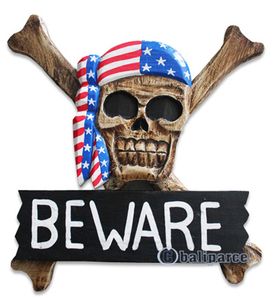 Pirate Skull, Handmade From Albesia Wood
