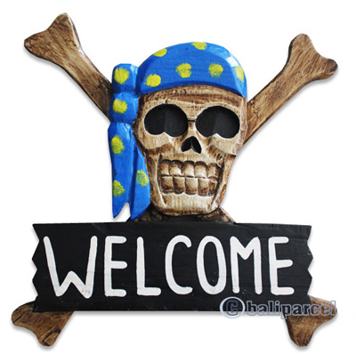 Pirate Skull, Handmade From Albesia Wood