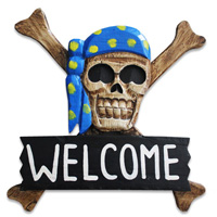 Pirate Skull, Handmade From Albesia Wood